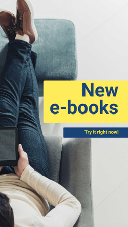 E-readers Offer Man Reading Book Instagram Story Design Template