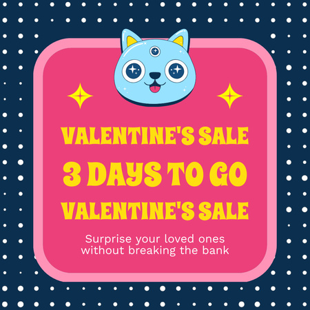 Valentine's Day Sale Ad With Sparkling Lights Animated Post Design Template