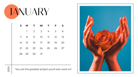 Beautiful Red Rose in Hands Calendar Design Template