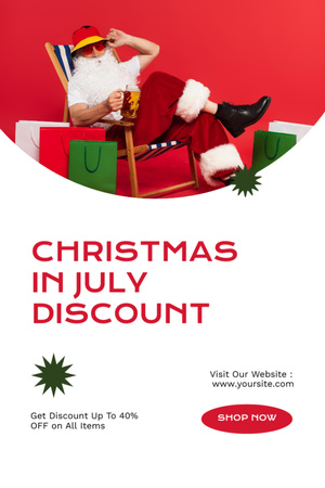 Christmas Discount in July with Merry Santa Claus Flyer 4x6inデザインテンプレート