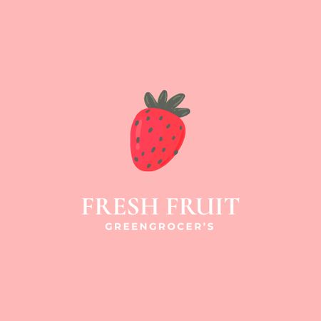 Fresh Fruits Offer with Strawberries Logo Tasarım Şablonu