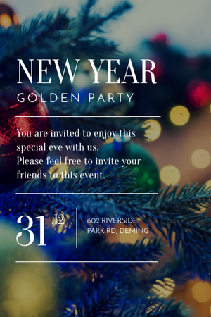 New Year Party Star-Shaped Decorations Invitation 6x9in Design Template