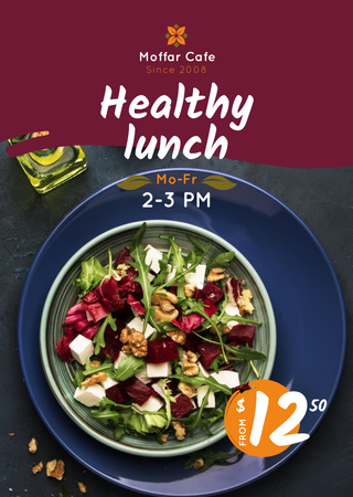 Healthy Menu Offer Salad in a Plate Flyer A6 Design Template