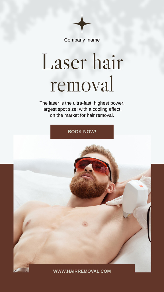 Offer of Laser Hair Removal Services for Men Instagram Story Modelo de Design