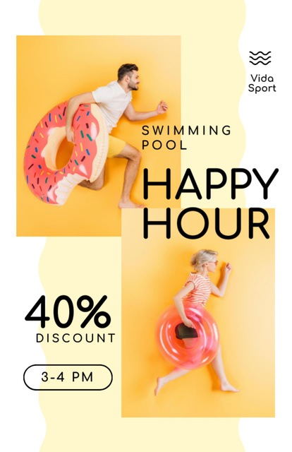 Swimming Pool Special Offer with Swim Rings Flyer 5.5x8.5in Design Template