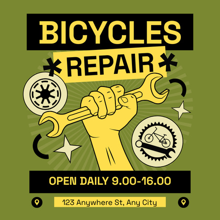 Modèle de visuel Le service de réparation de vélos est ouvert tous les jours - Instagram