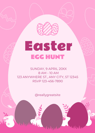 Designvorlage Easter Egg Hunt Announcement in Pink für Flayer