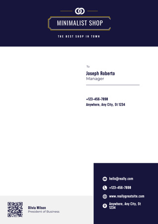 Template di design Carta intestata del negozio minimalista in blu Letterhead