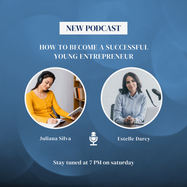 Plantilla de diseño de Podcast with Tips How to Become Entrepreneur Podcast Cover 