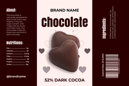 Doces de chocolate de cacau escuro Label Modelo de Design