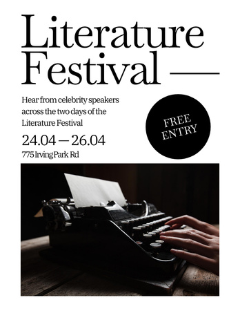 Platilla de diseño Literature Festival Event Announcement with Typewriter Poster 8.5x11in