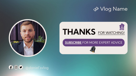 Plantilla de diseño de Oferta de Vlog para expertos en negocios YouTube outro 