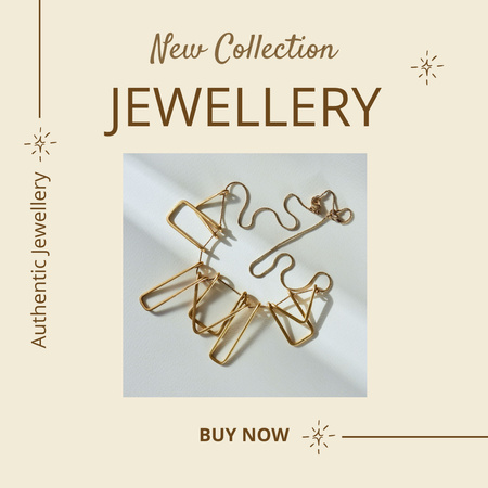 New Golden Jewelry Collection Ad Instagram Design Template