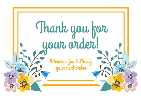 Message Thank You For Your Order with Flowers Card Design Template