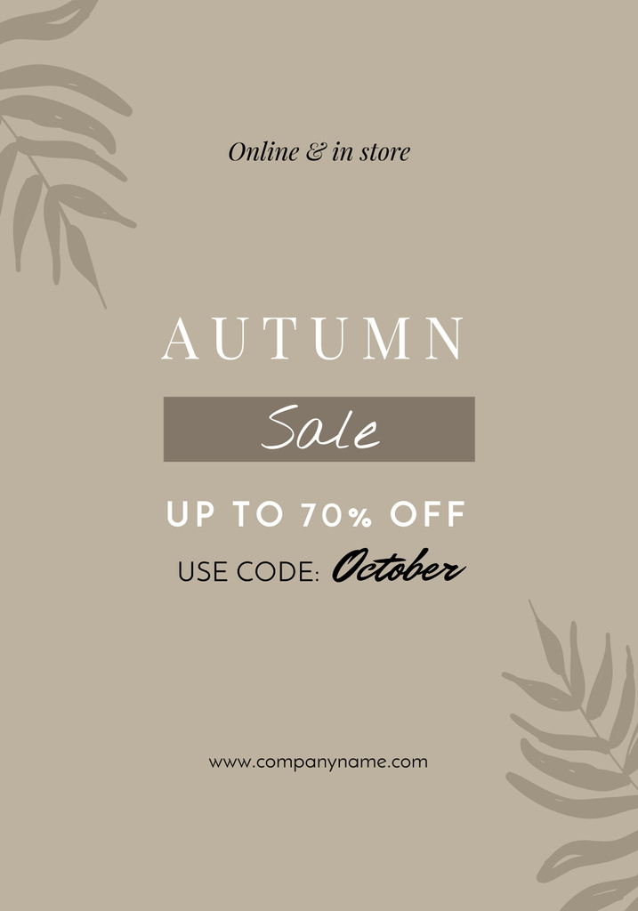 Autumn Bargains Revealed with Leaf Illustration Poster 28x40in Design Template