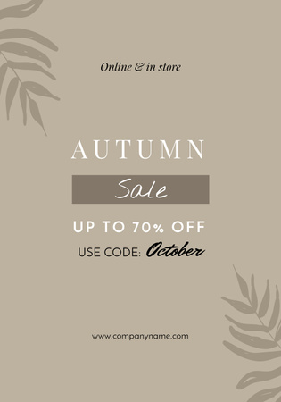 Autumn Sale Announcement with Leaves Illustration Poster 28x40in Design Template