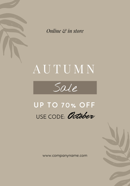 Autumn Bargains Revealed with Leaf Illustration Poster 28x40in – шаблон для дизайна