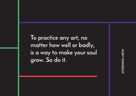 Citation about practice to any art Card Πρότυπο σχεδίασης
