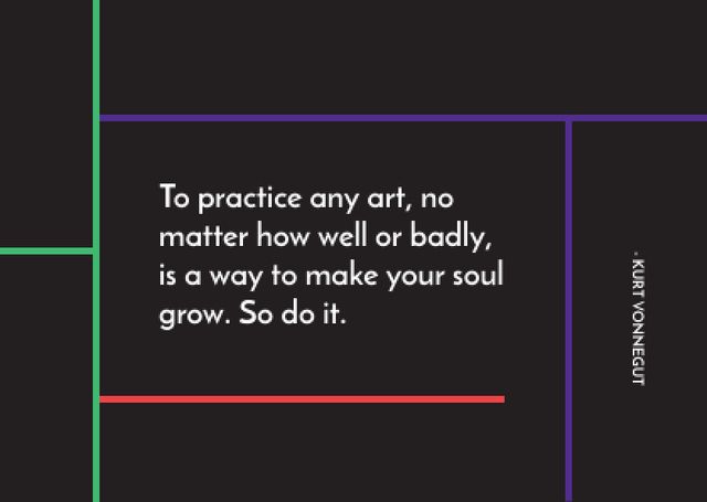 Citation about practice to any art Card Design Template
