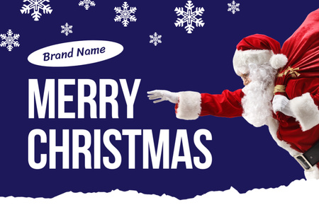 Plantilla de diseño de Saludo de Navidad con Santa y copos de nieve Postcard 4x6in 