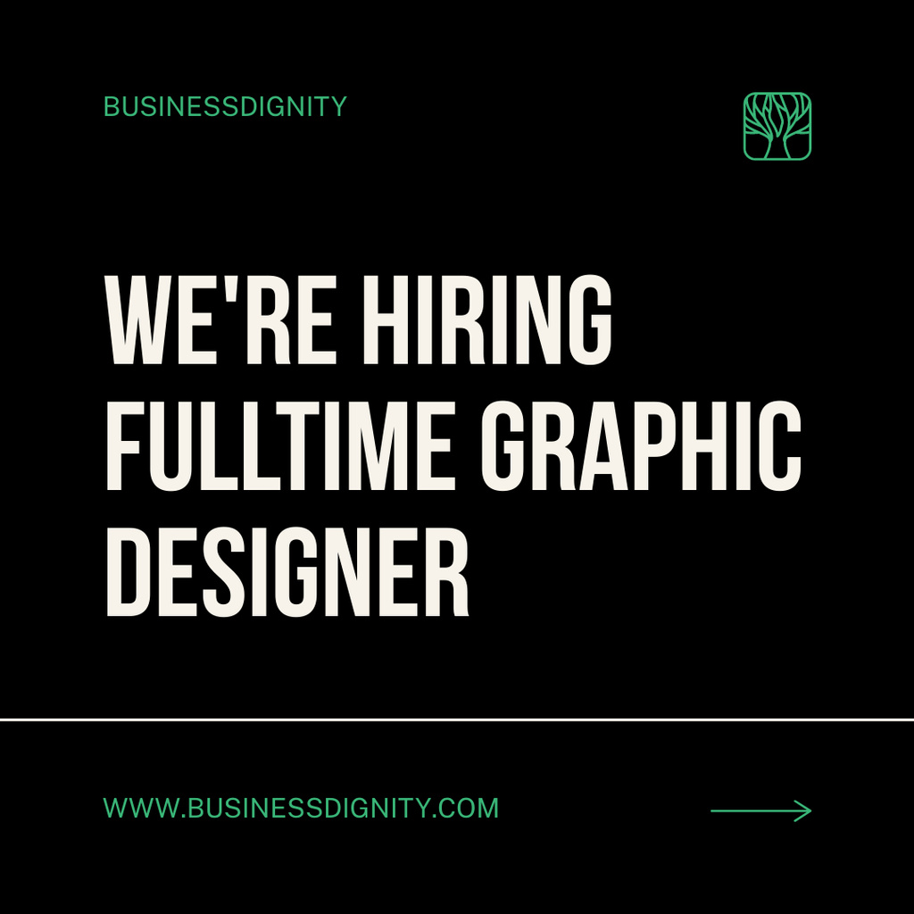 Designvorlage Graphic Designer Full Time Vacancy Ad für Instagram