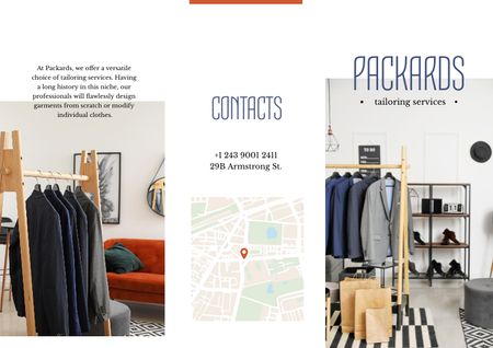 Szablon projektu Tailoring Services Offer with Clothes on hangers Brochure
