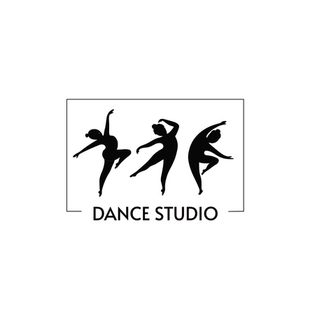 A táncstúdió hirdetése táncosok sziluettjével Animated Logo tervezősablon
