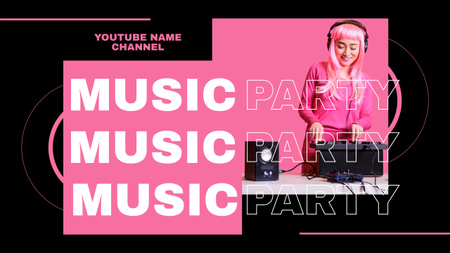 Musiikkijuhlailmoitus Pink Hair Asian kanssa Youtube Design Template