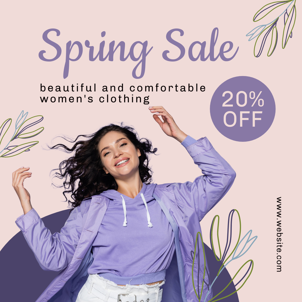 Spring Collection Sale with Beautiful Brunette Instagram AD Design Template