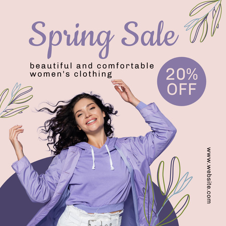Spring Collection Sale with Beautiful Brunette Instagram AD – шаблон для дизайну