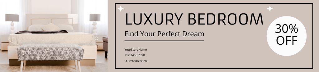 Ontwerpsjabloon van Ebay Store Billboard van Luxury Bedroom Items Sale Beige