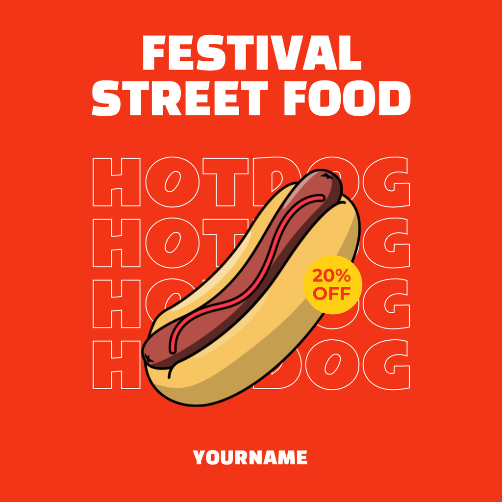 Ontwerpsjabloon van Instagram van Hot Dog Festival Announcement