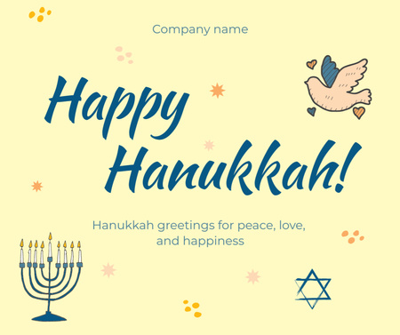 Happy Hanukkah Greeting Card Facebook Πρότυπο σχεδίασης