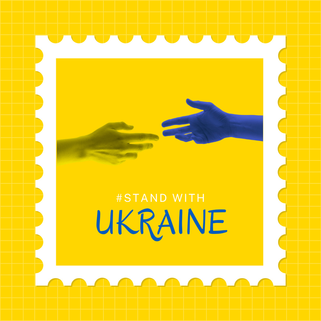 Ontwerpsjabloon van Instagram van Hand supports Ukraine