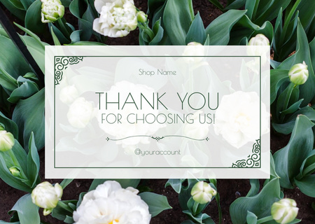 Thank You Message with Fresh Spring Tulip Flowers Card Design Template