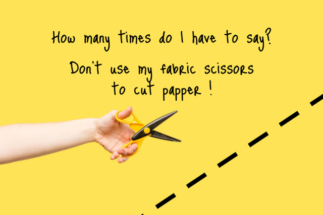 Funny Phrase with Tailor holding Scissors Postcard 4x6in – шаблон для дизайна