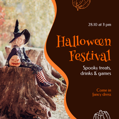 Plantilla de diseño de Creepy Halloween Festival Announcement With Drinks Animated Post 