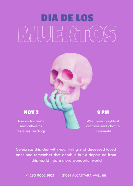 Ontwerpsjabloon van Invitation van Dia de los Muertos Celebration Announcement