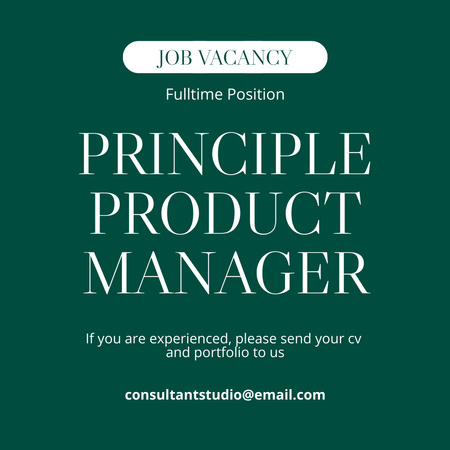 Designvorlage Product Manager  Vacancy  für Instagram
