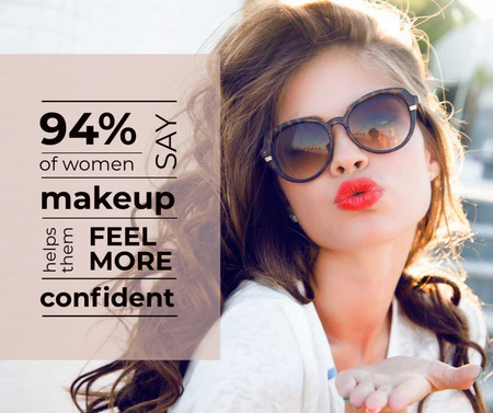 Makeup Sale Attractive Woman Blowing Kiss Facebook Design Template