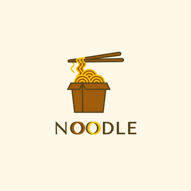 Chinese Noodle Emblem Logo Tasarım Şablonu