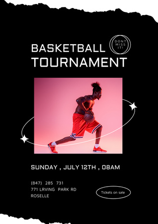 Basketball Tournament Advertising Poster Design Template