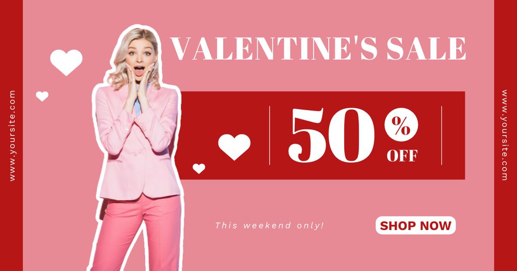 Valentine's Day Sale with Emotional Blonde Facebook AD Šablona návrhu