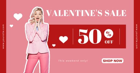 Valentine's Day Sale with Emotional Blonde Facebook AD Design Template