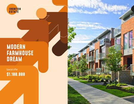 Plantilla de diseño de Increíble promoción de casas adosadas con flechas en naranja Flyer 8.5x11in Horizontal 