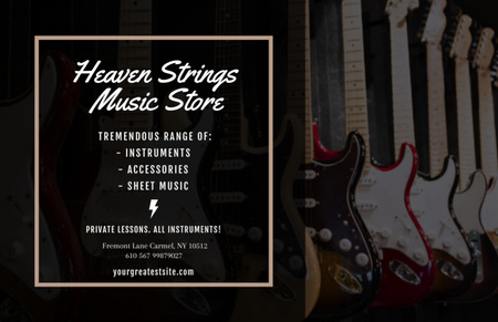 Guitars in Music Store Flyer 5.5x8.5in Horizontal Design Template