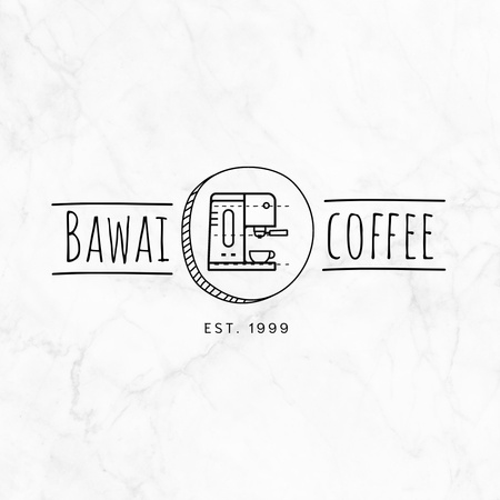 Cafe Ad with Emblem of Coffee Machine Logo Design Template