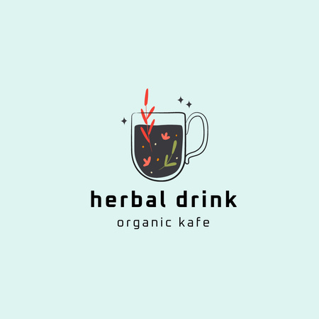 Emblem with Herbal Drink Logo 1080x1080pxデザインテンプレート