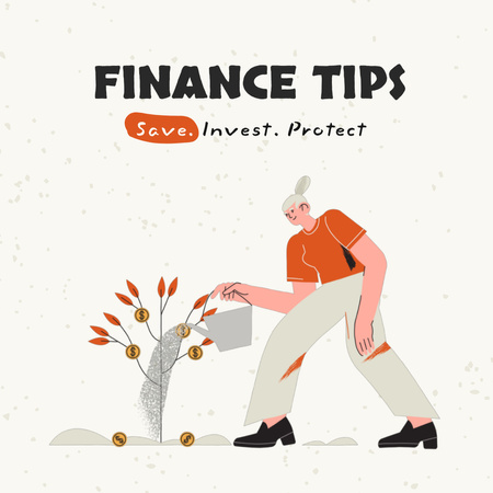 Ontwerpsjabloon van Animated Post van Woman planting Money Tree