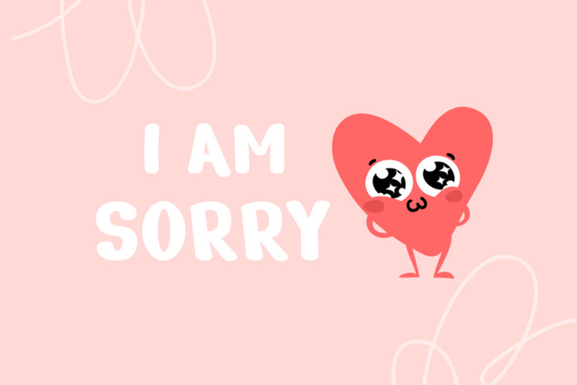 Expression Of Regret With Illustrated Heart Postcard 4x6in Design Template